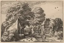 Road with Barn and Cottages, published 1612. Creator: Claes Jansz Visscher