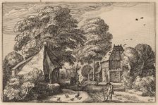 Road with Barn and Cottages, published 1612. Creator: Claes Jansz Visscher