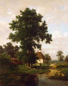 Road with Elms (Near Maastricht), 1857. Creator: Frans Keelhoff
