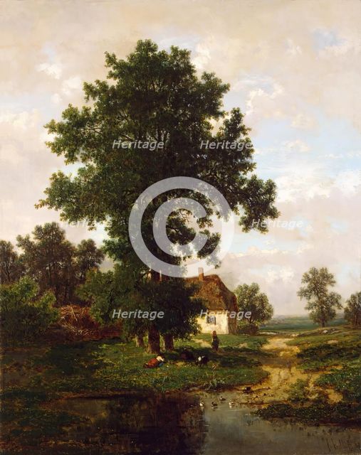 Road with Elms (Near Maastricht), 1857. Creator: Frans Keelhoff.