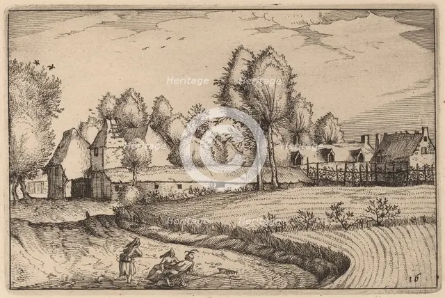 Road along a Field, published 1612. Creator: Claes Jansz Visscher.