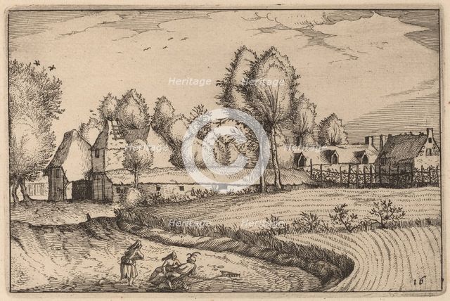 Road along a Field, published 1612. Creator: Claes Jansz Visscher.