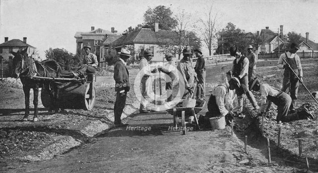 Road-building by Tuskegee students, 1904. Creator: Frances Benjamin Johnston.