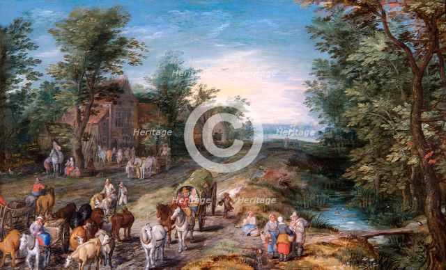 'Road Scene with Travellers and Cattle', early 17th century. Artist: Jan Brueghel the Elder.