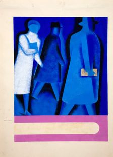 Road safety - Female and male figures walking at night, World War II poster, between 1939-1946. Creators: Central Office of Information, Tom Gentleman