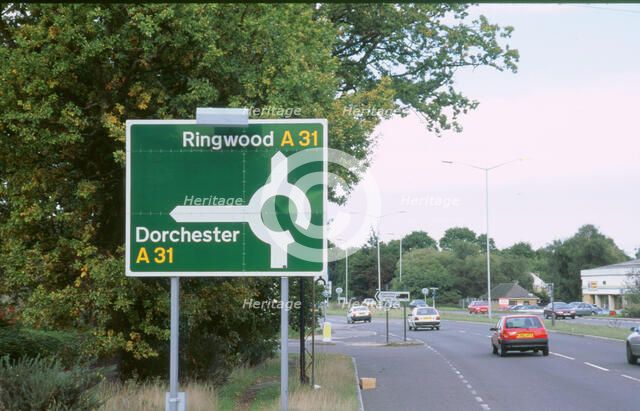 Road sign. A road. Artist: Unknown.