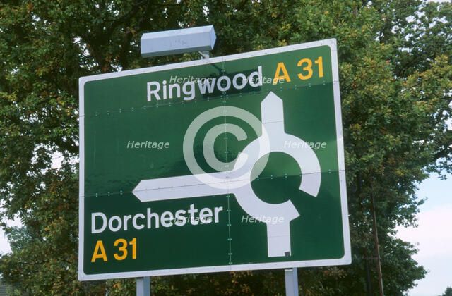 Road sign. A road. Artist: Unknown.