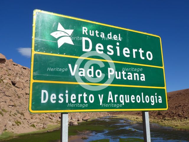 Road sign in Chile 2019. Creator: Unknown.
