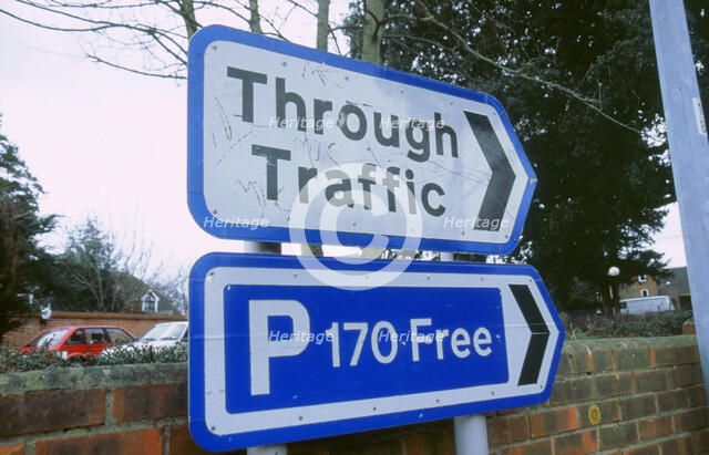 Road sign with graffiti. Artist: Unknown.