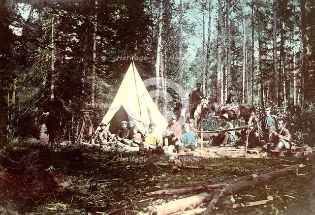 Road Surveying Party in the Tomsk Region, 1906-1908. Creator: Dorozhno-Stroitel'nyi Otdel.