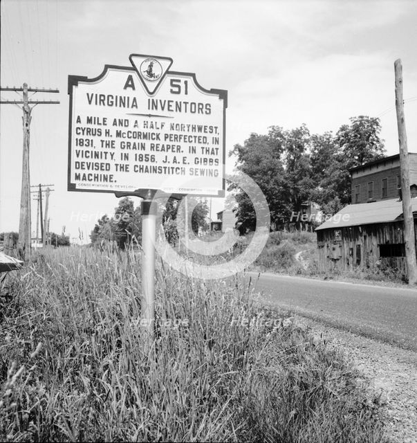Roadsign at Steele's Tavern, Virginia, 1936. Creator: Dorothea Lange.