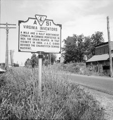 Roadsign at Steele's Tavern, Virginia, 1936. Creator: Dorothea Lange