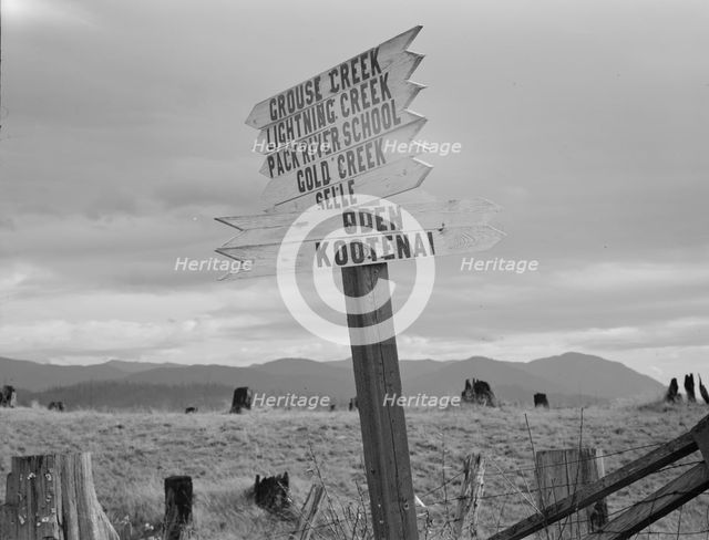 Roadside at crossroads, Boundary County, Idaho, 1939. Creator: Dorothea Lange.