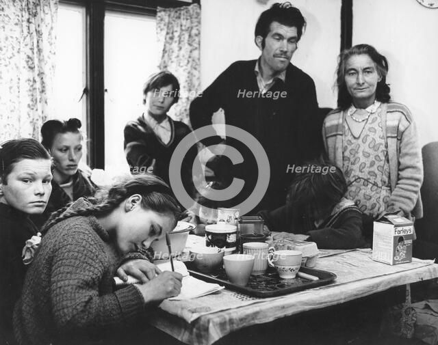 Roadside gipsy family re-housed, 1960s.