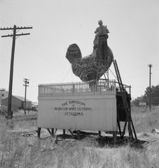 Roadside sculpture (under repair) on U.S. 101, entering Petaluma, Sonoma County, 1939. Creator: Dorothea Lange