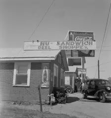 Roadside stand and filling station near Ennis, Texas, 1937. Creator: Dorothea Lange