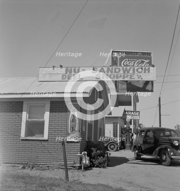 Roadside stand and filling station near Ennis, Texas, 1937. Creator: Dorothea Lange.