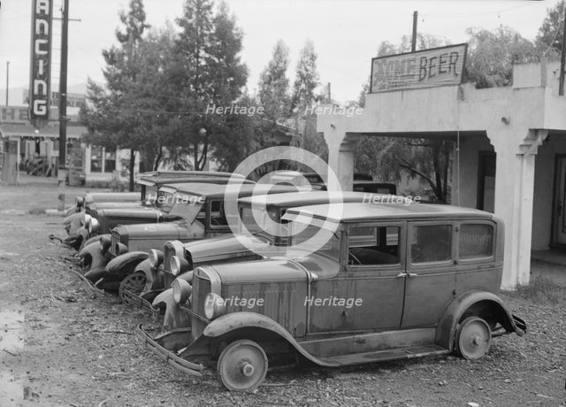 Roadside used car display on State Highway 17, Santa Clara County, California, 1939. Creator: Dorothea Lange.