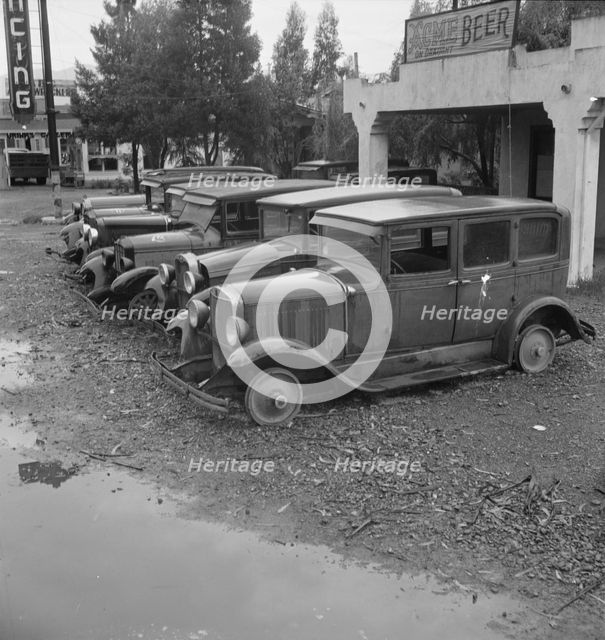 Roadside used car display on State Highway 17, Santa Clara County, California, 1939. Creator: Dorothea Lange.