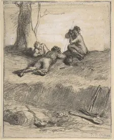 Roadworkers at Lunch, ca. 1850-52. Creator: Jean Francois Millet