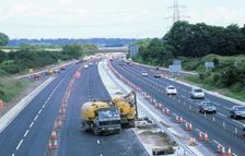 Roadworks at Contraflow on M27 Motorway, Hampshire