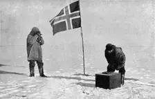 Roald Engelbrecht Gravning Amundsen (1872-1928), Norwegian explorer, at the South Pole, 1911