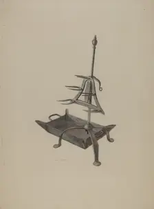 Roasting Stand with Drip Pan, c. 1938. Creator: Roy Weber