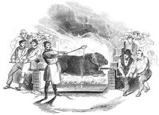 Roasting the ox, at Buckingham, 1844. Creator: Unknown