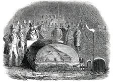 Roasting the Baron of Beef by Gas, in the Castle-Yard, Exeter, 1850. Creator: Unknown