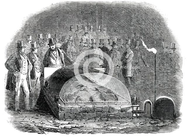 Roasting the Baron of Beef by Gas, in the Castle-Yard, Exeter, 1850. Creator: Unknown.