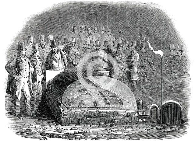 Roasting the Baron of Beef by Gas, in the Castle-Yard, Exeter, 1850. Creator: Unknown.