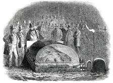 Roasting the Baron of Beef by Gas, in the Castle-Yard, Exeter, 1850. Creator: Unknown