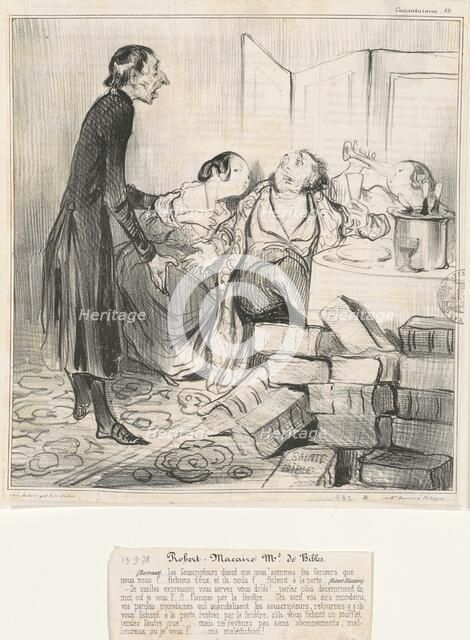 Robert Macaire M[archan]d de Bibles, 19th century. Creator: Honore Daumier.