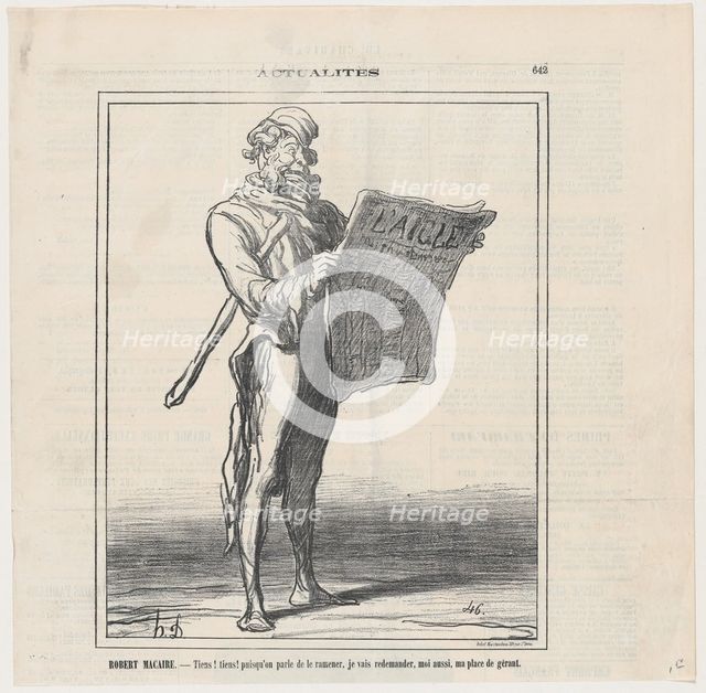 Robert Macaire: Well, well, it seems he's allowed to return! Maybe I should ap..., October 19, 1871. Creator: Honore Daumier.