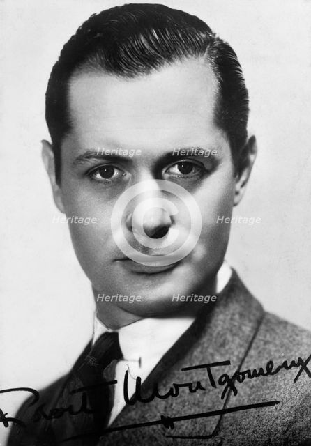 Robert Montgomery (1904-1981), American actor and director, c1930s-c1940s. Signed photograph. Artist: Unknown