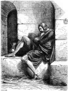 Robert of Normandy a Prisoner in Cardiff Castle (19th century).Artist: Oupre