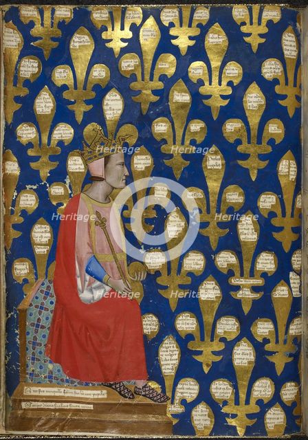 Robert of Anjou (From Regia Carmina by Convenevole da Prato). Artist: Pacino di Buonaguida (active 1302-1343)