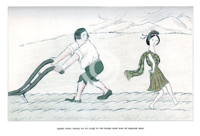 'Robert Burns, Having set his hand to the plough, looks back at Highland Mary', 1904.Artist: Max Beerbohm