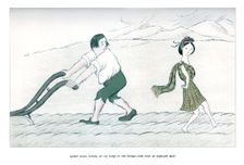 Robert Burns, Having set his hand to the plough, looks back at Highland Mary 1904.Artist: Max Beerbohm
