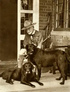 Robert Baden-Powell at home with his dogs, c1929, (1935). Creator: Unknown