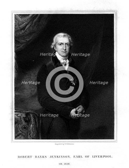 Robert Banks Jenkinson, 2nd Earl of Liverpool, Prime Minister of the United Kingdom, (1834).Artist: H Robinson