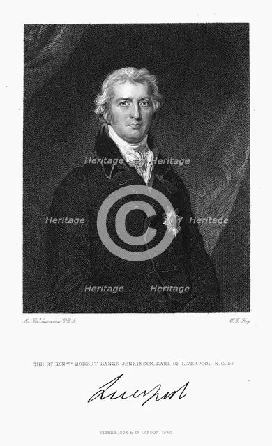 Robert Banks Jenkinson, Earl of Liverpool, British statesman, 1830. Artist: William Thomas Fry
