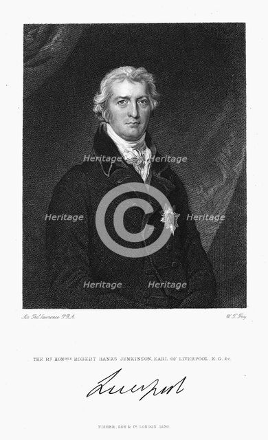 Robert Banks Jenkinson, Earl of Liverpool, British statesman, 1830. Artist: William Thomas Fry