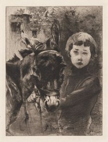 Robert Besnard and His Donkey (Robert Besnard et son âne), 1888. Creator: Albert Besnard (French, 1849-1934)