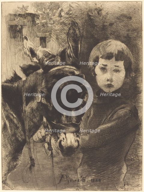 Robert Besnard and His Donkey (Robert Besnard et son ane), 1888. Creator: Paul Albert Besnard.