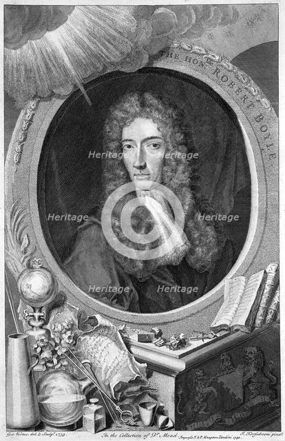 Robert Boyle, 17th century Irish chemist and physicist, 1739.  Creator: George Vertue.