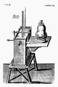 Robert Boyle's second air pump, c1660 (1725). Creator: Unknown
