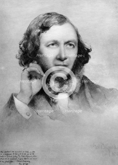 Robert Browning, British poet, 1859. Artist: Unknown