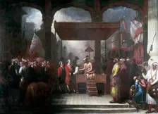 Robert Clive receiving the land revenues of Bengal, Bihar and Orissa, 1765, (early 19th century). Creator: Benjamin West