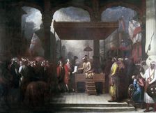 Robert Clive receiving the land revenues of Bengal, Bihar and Orissa, 1765, (early 19th century). Creator: Benjamin West